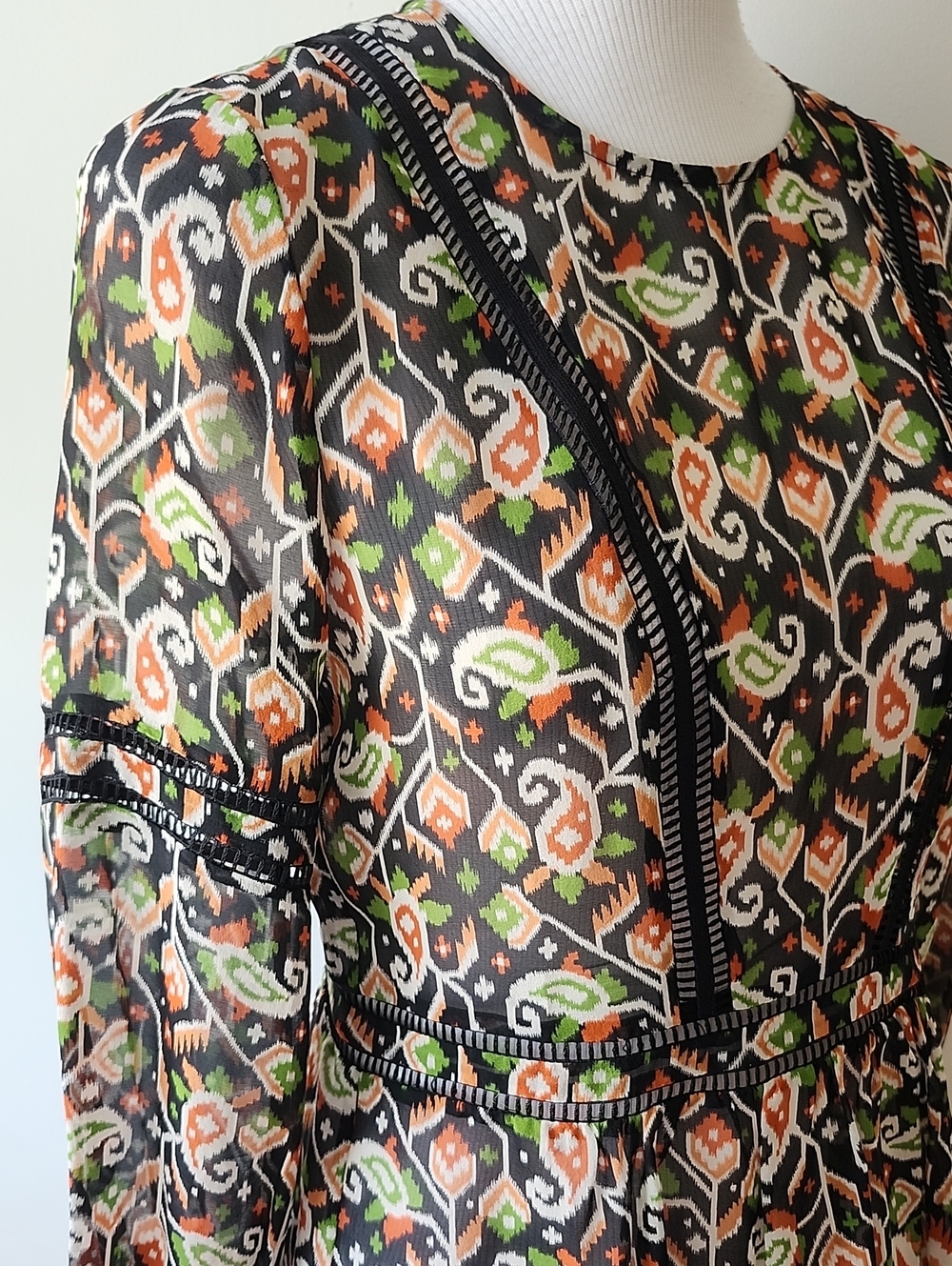 Veronica Beard Cabo Silk Peplum top Blouse Size 4 Fall Colors - Picture 2 of 8
